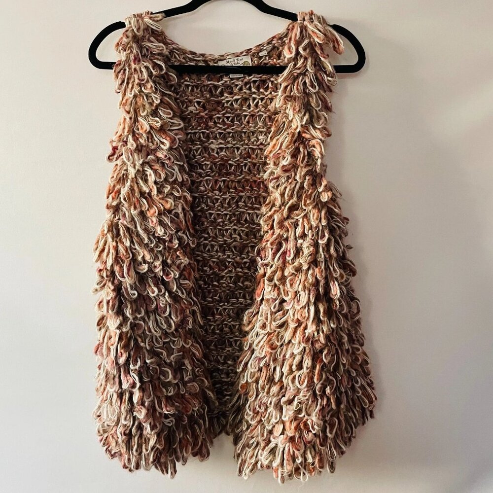Anthropologie Hand Knit By Dollie Womens Brown Shaggy Sweater Vest Size XS/S
